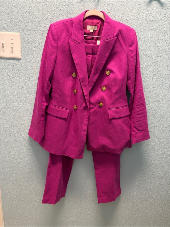 LOFT Jackets & Blazers - LOFT Fuchsia Double-Breasted Blazer and Riviera Slim Pants